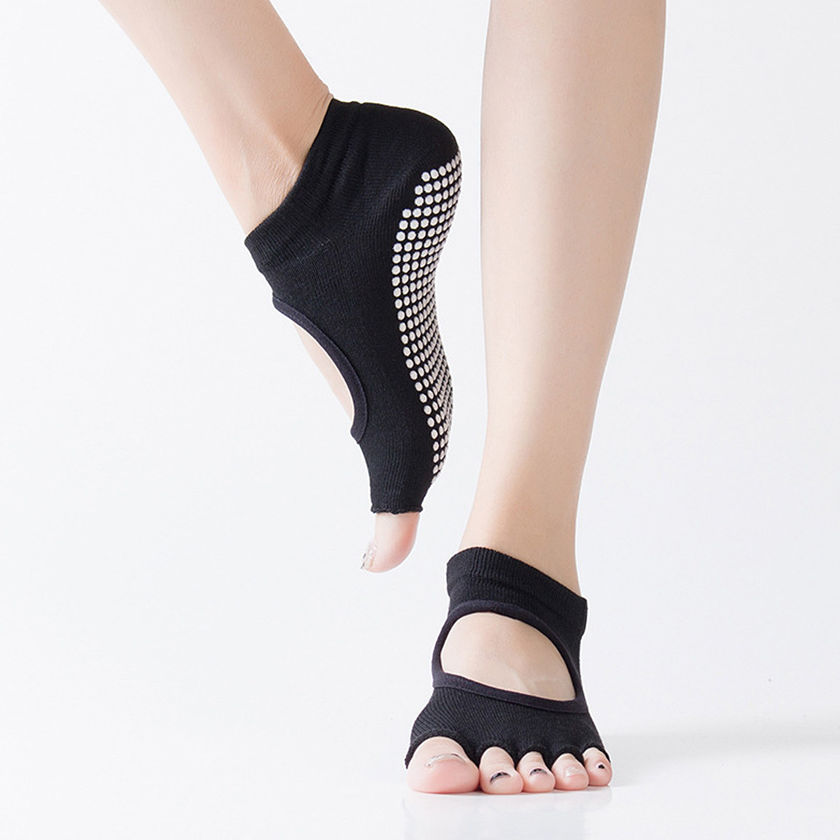 Pilates Yoga Grip Socks - Women Five Toe Yoga Socks Non