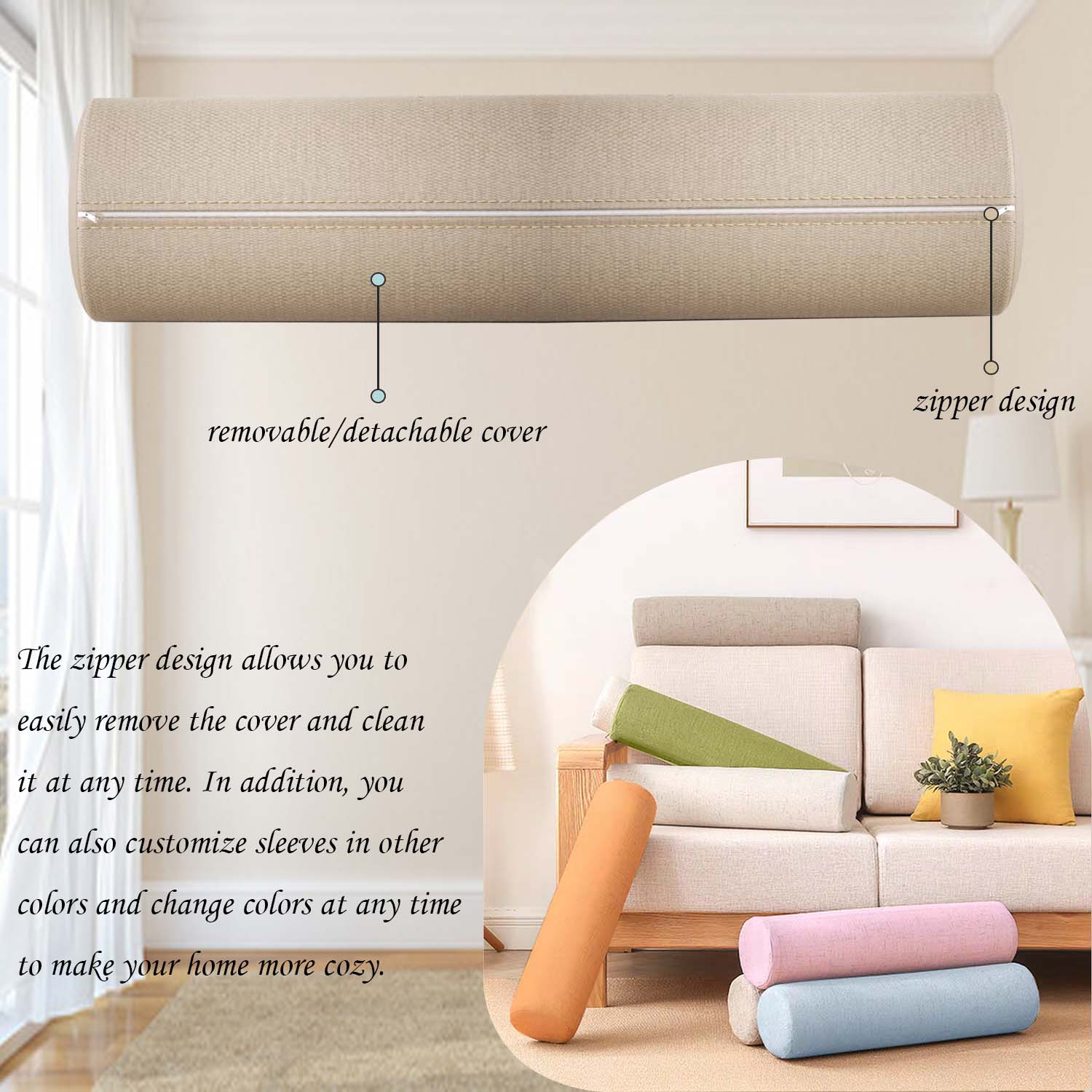 10cm Diameters Linen Cylinder  - Bolster Cushion Round review and price